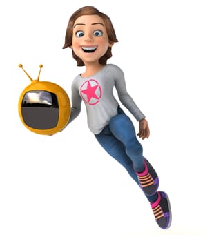 Fun 3D illustration of a cartoon teenage girl