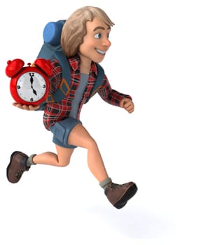 Fun backpacker cartoon guy