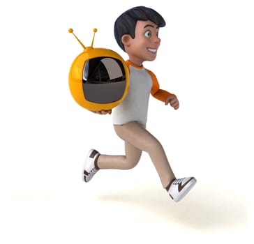 Fun 3D cartoon Asian teenager .