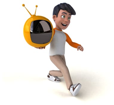 Fun 3D cartoon Asian teenager .