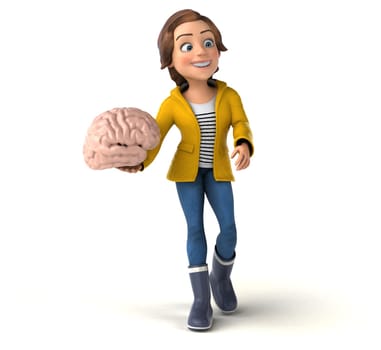 Fun 3D illustration of a cartoon teenage girl