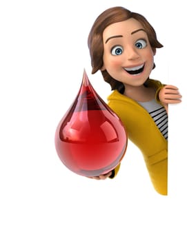 Fun 3D illustration of a cartoon teenage girl