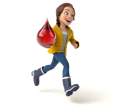 Fun 3D illustration of a cartoon teenage girl
