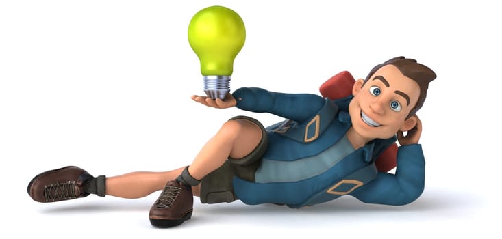Fun illustration of a 3D cartoon backpacker