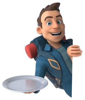 Fun illustration of a 3D cartoon backpacker