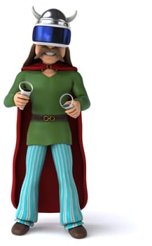 Fun 3D Illustration of a gaul with a VR Helmet