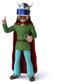 Fun 3D Illustration of a gaul with a VR Helmet