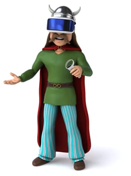 Fun 3D Illustration of a gaul with a VR Helmet