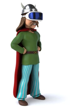 Fun 3D Illustration of a gaul with a VR Helmet