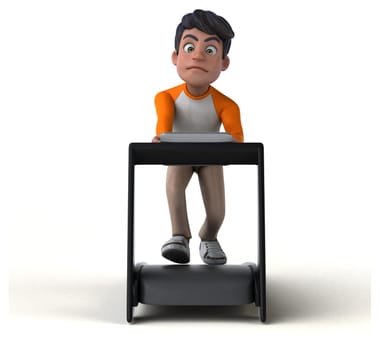 Fun 3D cartoon Asian teenager .