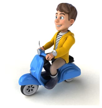 Fun 3D Illustration of a cartoon kid with rain gear
