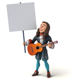 3D Illustration of a cartoon man in historical baroque costume