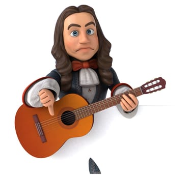 3D Illustration of a cartoon man in historical baroque costume