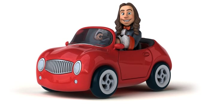 3D Illustration of a cartoon man in historical baroque costume