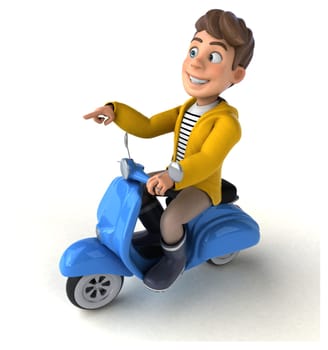 Fun 3D Illustration of a cartoon kid with rain gear