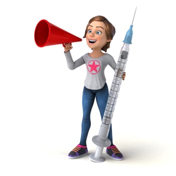 Fun 3D illustration of a cartoon teenage girl