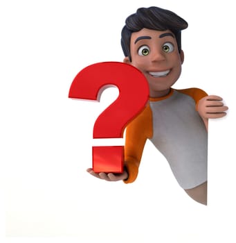 Fun 3D cartoon Asian teenager .