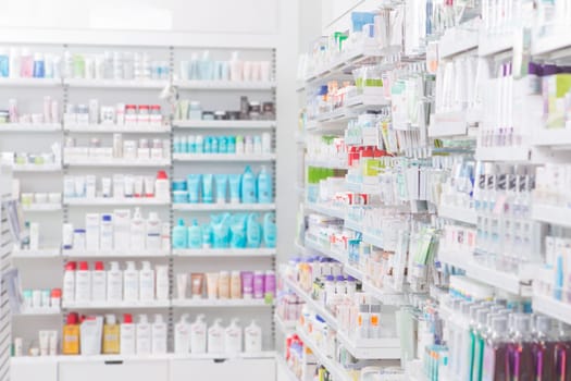 Pharmacy interior with blurred background
