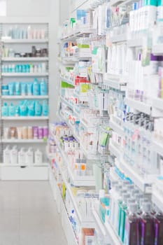 Pharmacy interior with shalldow depth of field