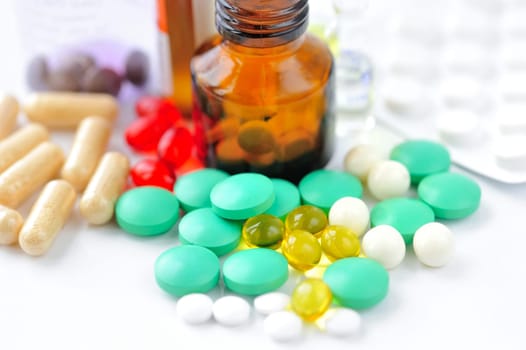 different color pillsDrugs and medicines