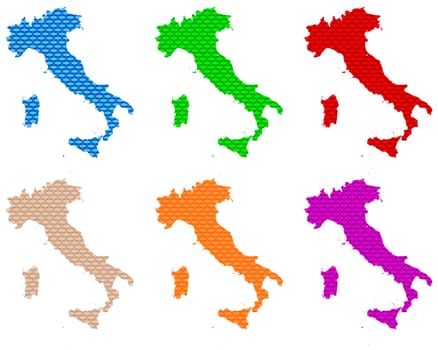 Karten von Italien auf grobem Gewebe