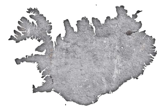 Map of Iceland on weathered concrete