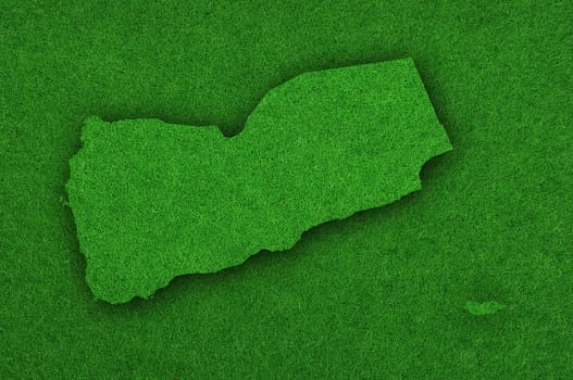 Map of Yemen on green felt