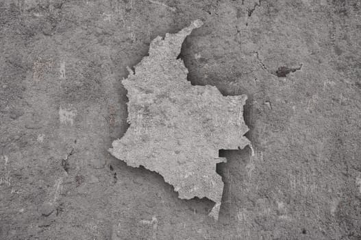 Map of Colombia on weathered concrete