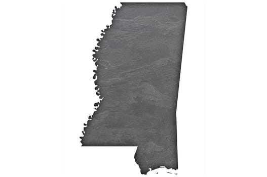 Map of Mississippi on dark slate