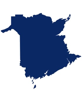 Karte von New Brunswick in blauer Farbe