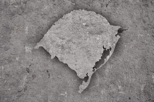 Map of Rio Grande do Sul on weathered concrete