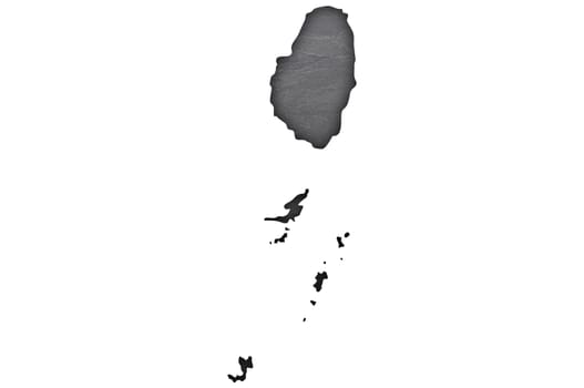 Map of Saint Vincent and the Grenadines on dark slate