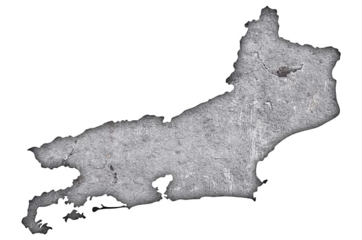 Map of Rio de Janeiro on weathered concrete