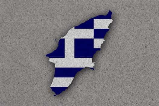 Map and flag of Rhodes on felt