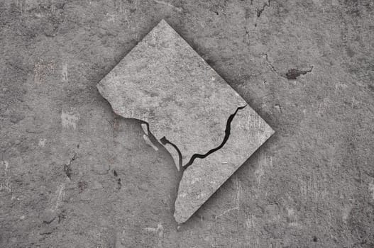 Map of Washington DC on weathered concrete