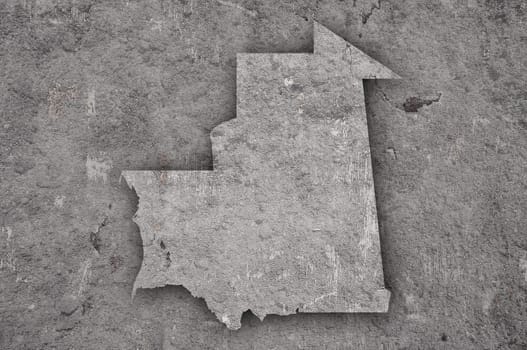 Map of Mauritania on weathered concrete