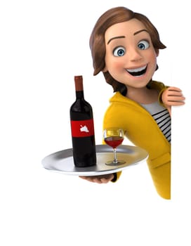 Fun 3D illustration of a cartoon teenage girl