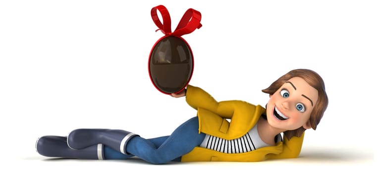 Fun 3D illustration of a cartoon teenage girl