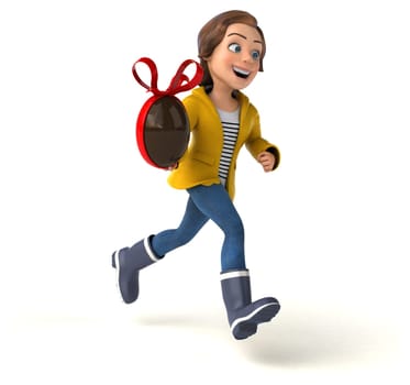 Fun 3D illustration of a cartoon teenage girl