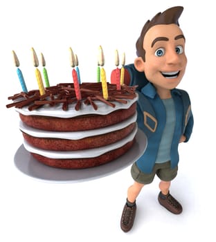 Fun illustration of a 3D cartoon backpacker