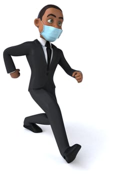 Fun 3D illustration of a black business man with a mask