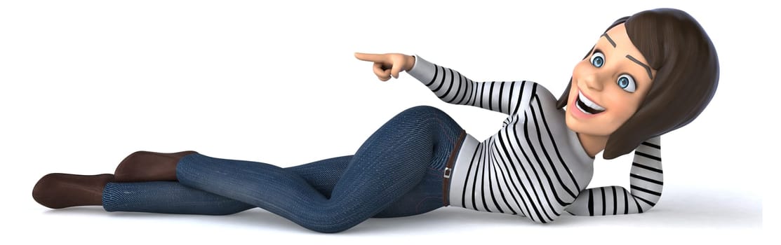 Fun 3D cartoon casual character woman