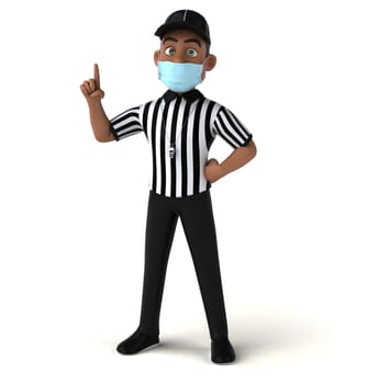 Fun 3D illustration of a black referee with a mask