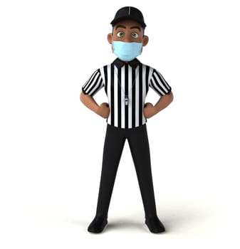 Fun 3D illustration of a black referee with a mask
