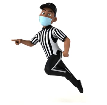 Fun 3D illustration of a black referee with a mask