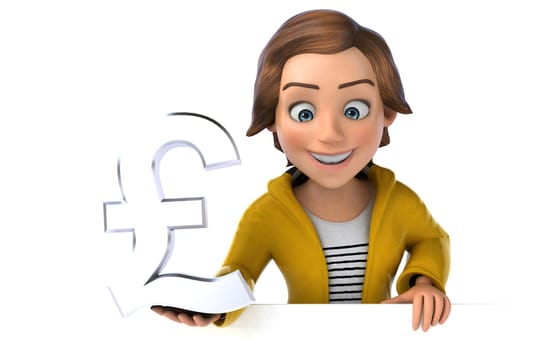 Fun 3D illustration of a cartoon teenage girl