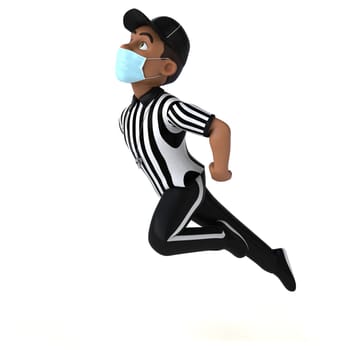 Fun 3D illustration of a black referee with a mask