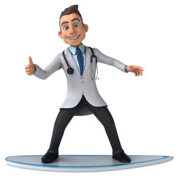 Fun 3D cartoon doctor surfing
