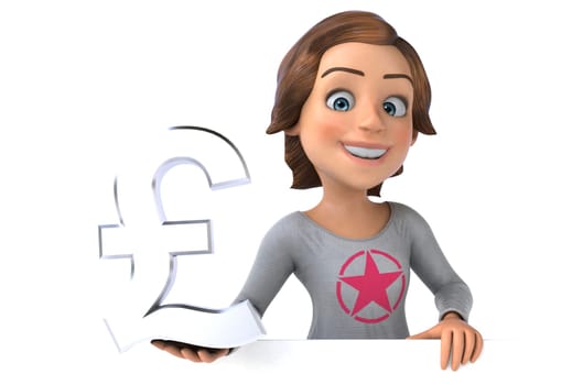 Fun 3D illustration of a cartoon teenage girl