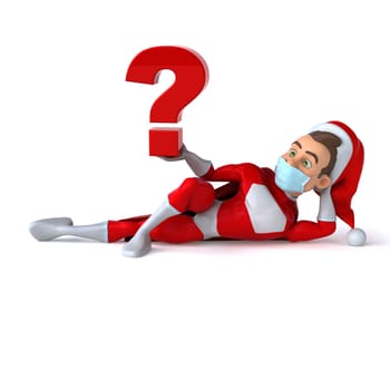 Fun 3D illustration of a cartoon Santa Claus with a mask